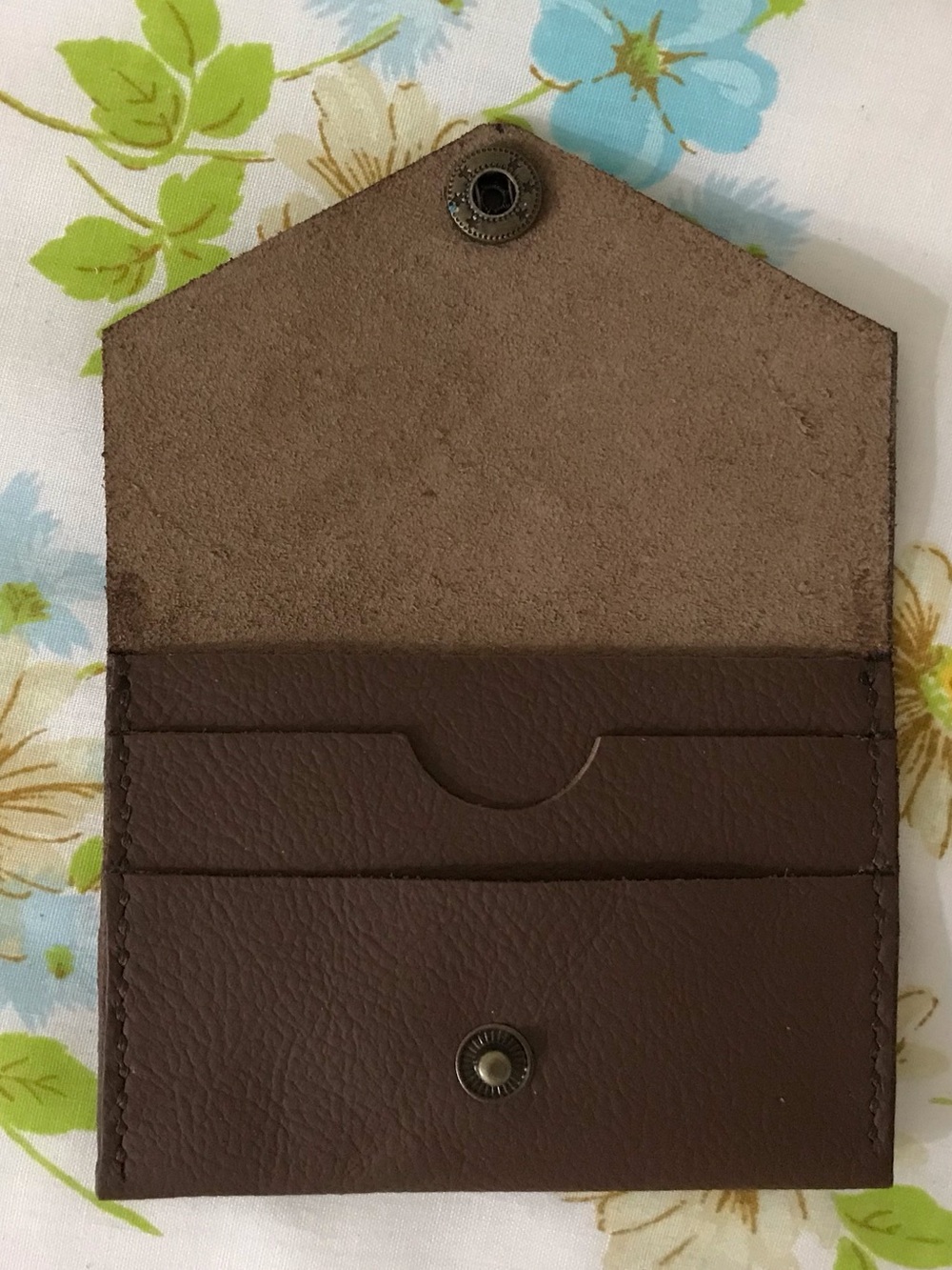 Classic Brown Genuine Leather Card Wallet - Minimalist Women's Wallet Accessory